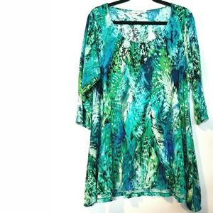 Rose + Olive 2X Green & Blue Tunic Top